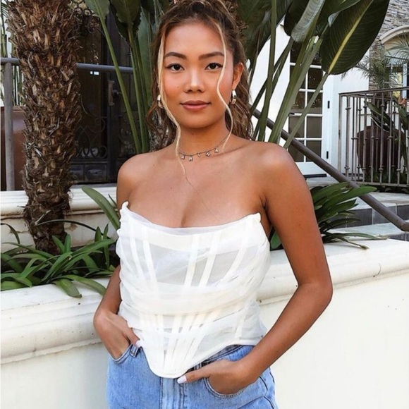 NEW House of CB Melinda Chiffon Draped Corset Top Small - Picture 13 of 13